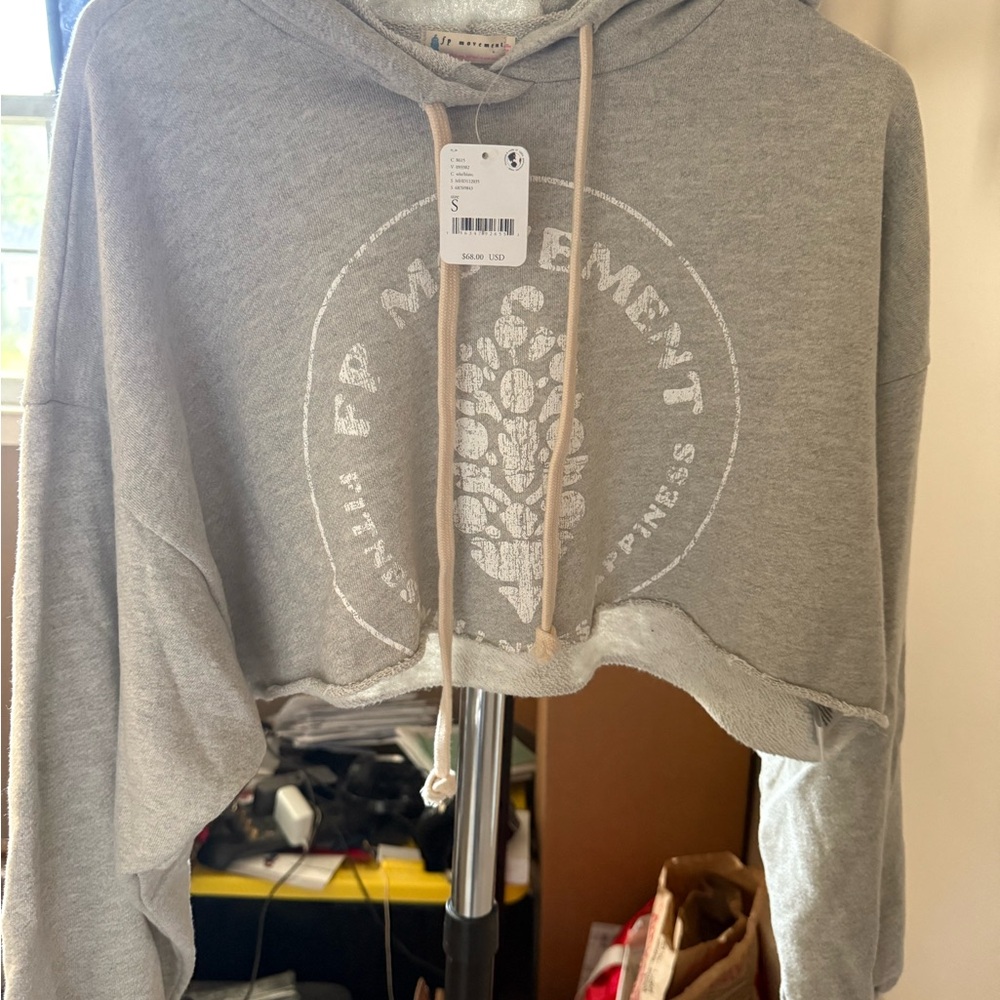 Free People Heather Gray Cropped Hoodie